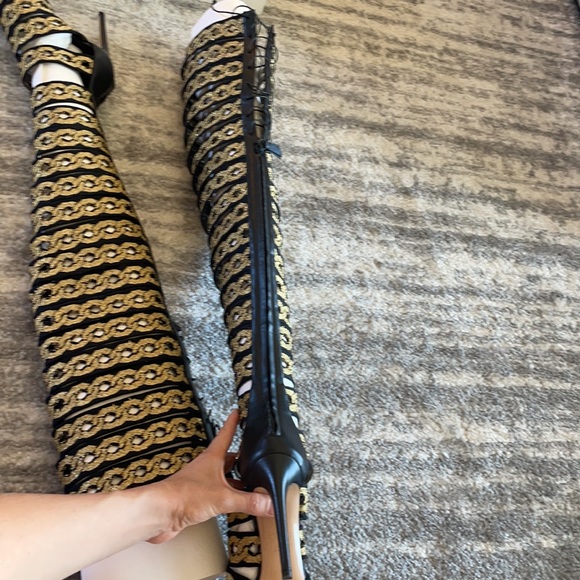 Black/Golden Casadei boots stretchy straps Size 7 Price firm - Picture 8 of 17